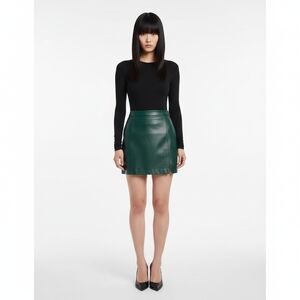 Abercrombie & Fitch Dark Green Mini  Leather Skirt, Skort Slit Size XS